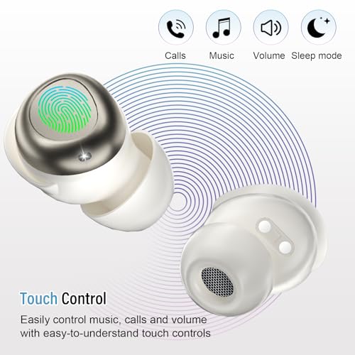 Sleep Earbuds Bluetooth 5.4 in Ear Light-Weight Headphones, Mini Sleep Headphones Small Design for Side Sleepers, 47H Playtime with Charging Case, Clear Calls Earphones, IvoryWhite - color: IvoryWhite