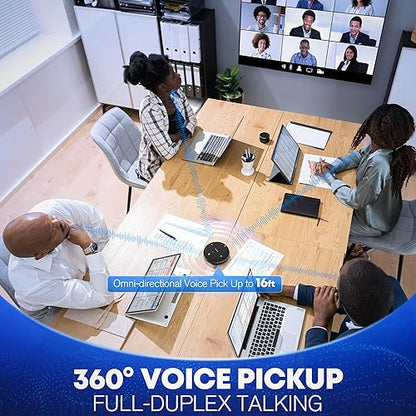 Conference Call Speaker and Microphone for Teams, Zoom, Home Office, Black | AI noise reduction, 360° voice pickup, 4-mic array, full-duplex, 16 ft range, Bluetooth, NFC, USB, up to 8 hours, mobile work - color: M4 Black, style: M4 Omnidirectional Speaker