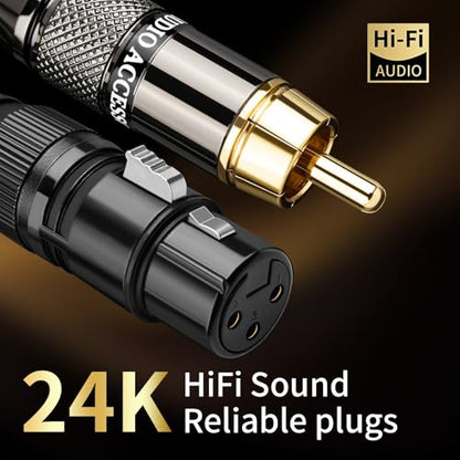 Audiophile HiFi RCA to XLR Cable 1.64ft 2-Pack RCA Male to XLR Female | 4N OFC Core, 24K Gold-Plated Plugs, Nylon Braid, Ferrite Cores, Double Shielded Audio Cable for Amplifiers/Mixers/Microphones - size: 1.64ft/0.5m
