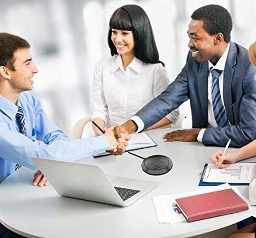 Conference USB Microphone, Computer Desktop Mic with LED Indicator | Plug & Play Omnidirectional Condenser PC for Online Meeting, Class, Skype, Recording, Zoom, (No Speakers Included)