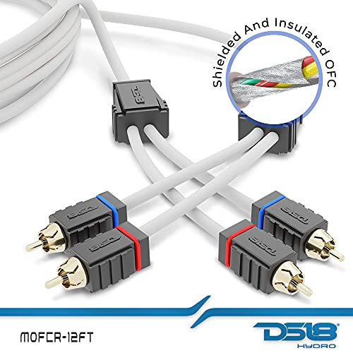 DS18 MOFCR-12FT 2 Channels OFC Marine RCA Audio Stereo Cable - 12 Feet - style: 12 Ft