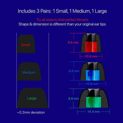 AirFoams Pro Memory Foam Lifetime Replacement Universal Ear Tips for Sony WF-1000XM6,5,4,3, Beats Fit Pro, Galaxy Buds2 Pro, Jabra & More - Anti Slip, All Day Comfort, Noise Cancelling (3 Pairs-S/M/L)