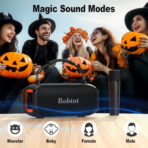 Portable Karaoke Speaker for Adults, Small Size Singing Machine | with Wireless Microphone, Bluetooth Speaker with Punchy Bass, Magic Sound Voice, LED Lights