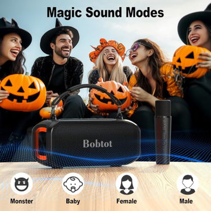 Portable Karaoke Speaker for Adults, Small Size Singing Machine | with Wireless Microphone, Bluetooth Speaker with Punchy Bass, Magic Sound Voice, LED Lights