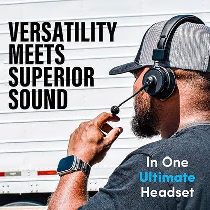 Blue Tiger Elite Ultimate 2-in-1 Bluetooth Headset - Dual & Single Ear | 2-in-1 Mono to Dual Headset with mic, wireless noise cancelling, high-fidelity sound, 60-hour talk time, USB-C, Bluetooth 5.2