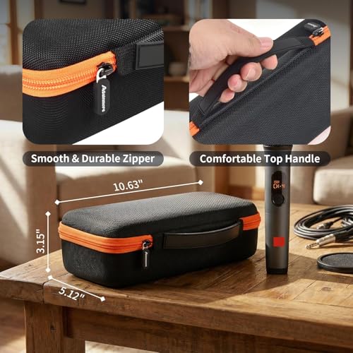 Wireless Microphone Case for JBL PartyBox Wireless Mics | Hard EVA Shell, Removable Divider, Mesh Pocket for Receiver and Batteries, with 2 Foam Windscreens, Carry Handle, Box Only