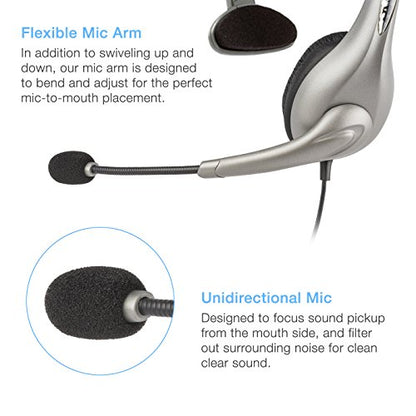 Cyber Acoustics AC-840 Mono USB Headset with Comfortable All-Day Fit | Great for Call Centers, Education and Office Use, Lightweight Build, Clear Audio