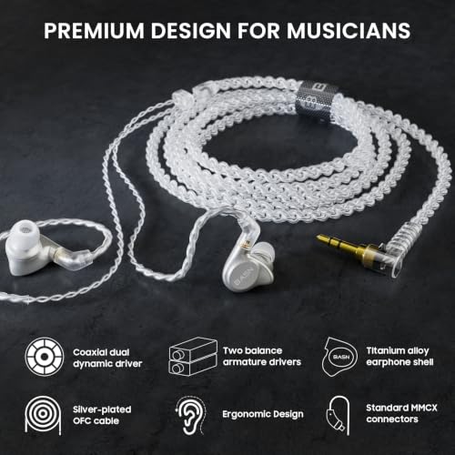 BASN Metalen 4 Drivers in-Ear Monitor Headphones, Wired Earbuds (Titanium) - color: Titanium