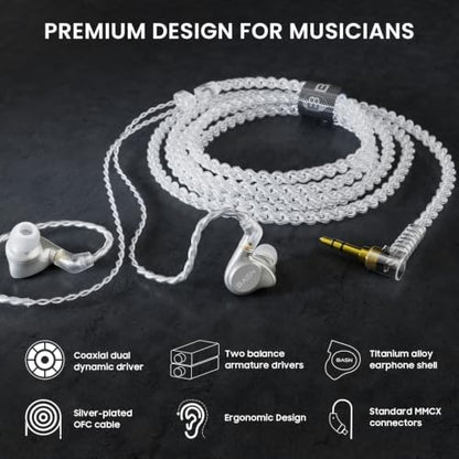 BASN Metalen 4 Drivers in-Ear Monitor Headphones, Wired Earbuds (Titanium) - color: Titanium