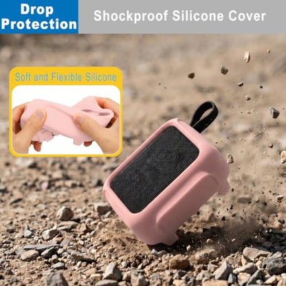 Silicone Case Cover for JBL Go 5 Portable Speaker(Pink) | Travel Carrying Protective Pouch with Attach Straps for Bike Golf Cart Scooter-TXEsign - color: Pink