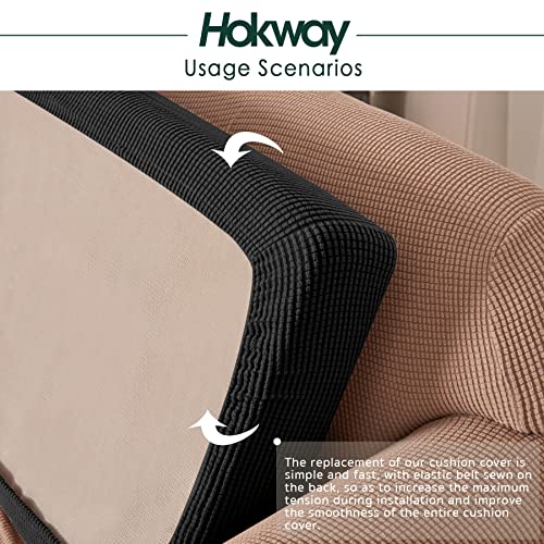 Hokway Stretch Couch Cushion Slipcovers Reversible Cushion Replacement Slipcovers Sofa Cushion Covers(Carbon Black, 2 Pieces) - color: Carbon Black, size: Small (2 Pieces)
