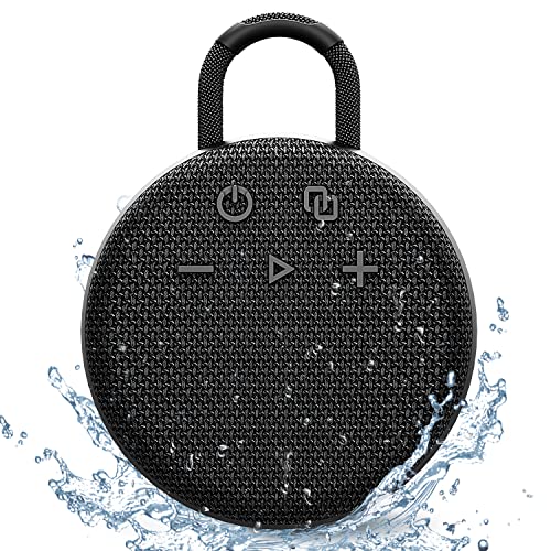Musibaby Mini Bluetooth Speaker – Bluetooth 5.3 with 6956C Chipset, IPX7 Waterproof, Rubberized Shell, Clip-On Lanyard, Ultra-Portable for Shower, Pool, Teens, Backpack, Gifts (Black) - color: Black