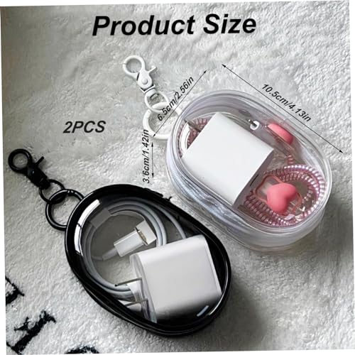 2 Pcs Cable Storage Case Headphone Case Zipper Closure Visible Earphone Case for USB Flash Drive,Keys, Mini Lipstick, Earbuds (Black, White) Headphone Case