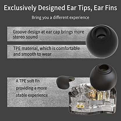 CCZ Yinyoo 멜로디 인이어 이어폰, 마이크 이어 모니터가 없는 헤드폰 유선 이어버드, IEM HiFi 베이스, 1DD 1BA, 이어 핀, 음악가, 가수, 스테이지용 4N OFC 케이블 (마이크 없음, 투명 블랙) - color: 투명., size: 마이크 없음, style: 마이크 없음
