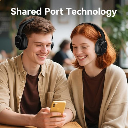 Bluetooth Headphones Over Ear, 40 Hours Playtime Wireless Headphones with Microphone,5.3 Bluetooth, HiFi Stereo Foldable Lightweight Headset, for Travel Work Cellphone(Black)