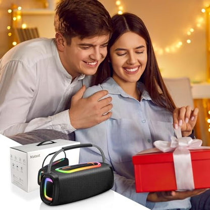 Bluetooth Speaker Portable, BT5.4, 60W Punchy Bass, 66MM Speaker Diameter | Wireless Speakers Clear Treble, 36H Playtime, IP6 Waterproof, RGB Multi-Color Rhythm Lights, Outdoor, Party, Beach - color: Deep Black-01