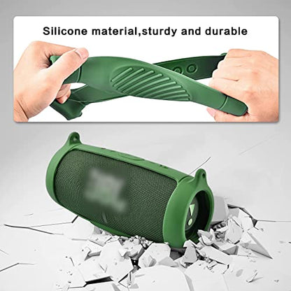 Comecase Silicone Speaker Cover for JBL Charge 5 with Strap and Carabiner | Snug Silicone Sleeve, Open-Port Design and Dual Carry Options for Travel, Camping and Daily Use, Speaker Not Included - Green - color: Green