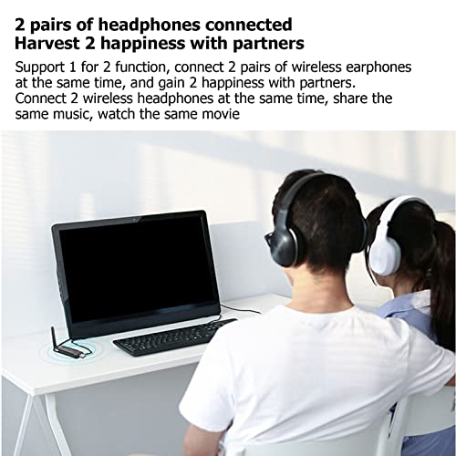 Yunseity LE502 BT 5.3 Transmitter, Low Latency Wireless Sound Transmitter for Dual Speakers or Headphones with aptX Adaptive Support, Compatible for