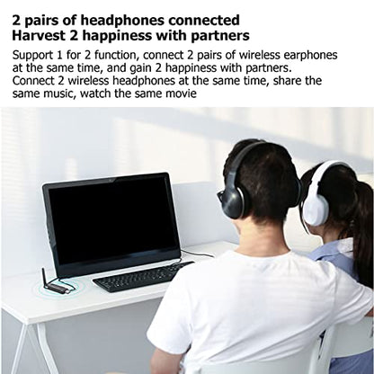 Yunseity LE502 BT 5.3 Transmitter, Low Latency Wireless Sound Transmitter for Dual Speakers or Headphones with aptX Adaptive Support, Compatible for