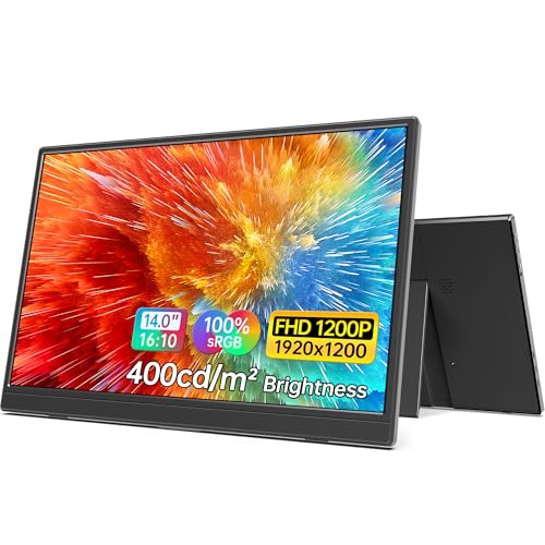MNN 14" 1200p USB-C HDMI HDR Portable Monitor | 14" 16:10 1200p IPS 400nit HDR, USB-C/HDMI, speakers, ultra-slim, plug&play, for PC/Mac/Phone. - size: 14" 1200P