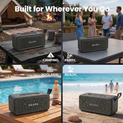 GEARit 40W Waterproof Portable Bluetooth Speaker, Loud Bass, AUX & TWS | IPX6 waterproof, deep bass, indoor/outdoor EQ; AUX, USB-C, USB-A, MicroSD playback; TWS pairs two for stereo - size: Inline - 40W