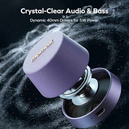 MOMAX Magnetic Portable Wireless Speaker, Enhanced Bass & Clear Sound | IPX6 Waterproof with Aluminum Alloy Design & 12H Playtime for Travel, Shower, Kitchen & More - color: Purple