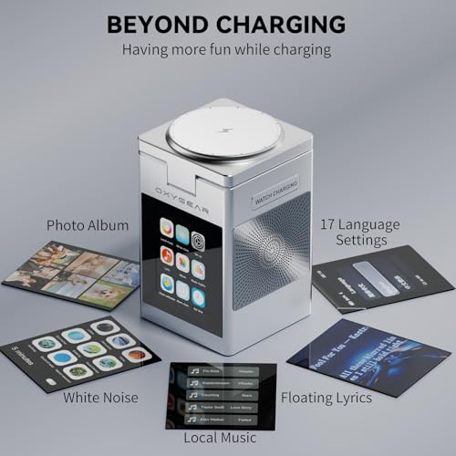 7-in-1 Magnetic Wireless Charging Station, Qi2 15W Fast Charging (Sliver) | Multifunctional Charger for Apple Multiple Devices, LCD Display with Bluetooth 5.3 Speaker, Alarm Clock (Adapter Included)