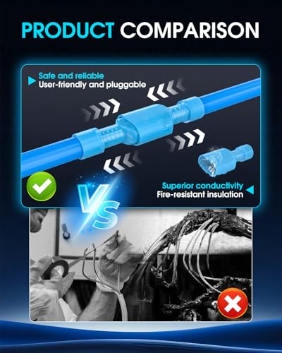 50 Pcs Electrical Male& Female Spade Connectors, 22-16 16-14 12-10 AWG Gauge Wire Connectors Nylon Fully Insulated Spade, Terminal Connectors Quick Disconnect for Speak