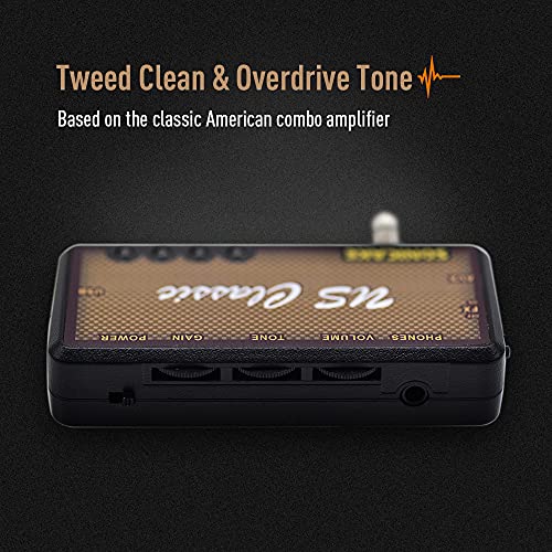 SONICAKE Guitar Headphone Amp Mini Guitar Headphone Amplifier US Classic Rechargeable Plug-in Pocket Overdrive Reverb Effects for Home Silent Practice - color: US Classic Reverb Effect