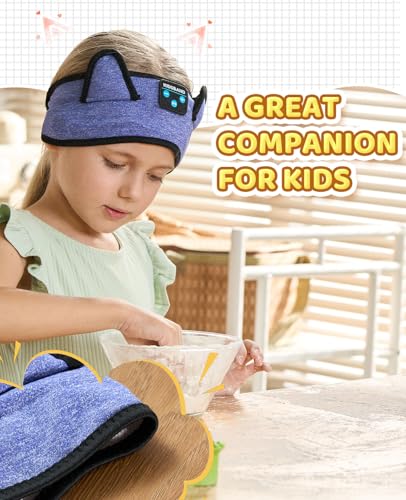 KIDSBAND Kids Headphones, Bluetooth Headphones for Kids with Adjustable Headband, 3.5 MM Jack for School, Foldable On-Ear Headset for Girls Boys Children, Kindle Tablet Cellphones Airplane Travel - color: DarkBlue