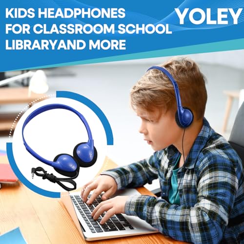 Classroom Headphones Bulk 50 Pack Class Set for School Students Kids and Adult -Sturdy Wired 3.5mm Plug (Blue, 50 Pack) - color: Blue, size: 50 Pack