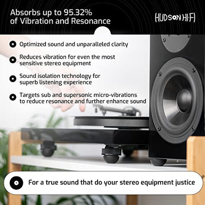 Speaker Isolation Pads – 8-Pack 0.75" Platinum Silicone Feet for Speakers, Subwoofers, Turntables – Non-Slip, Vibration Damping Pads with Adhesive – 20 Duro Anti-Vibration Mounts