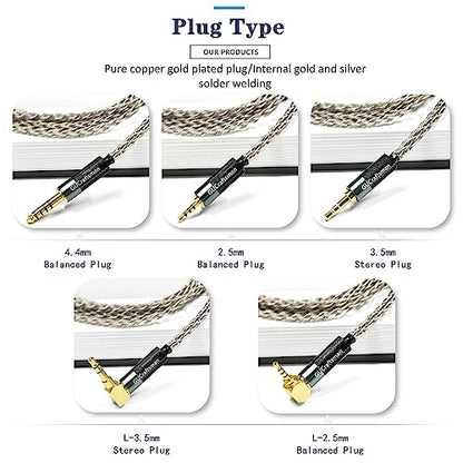 6N Single Crystal Silver 2.5mm/3.5mm/4.4mm Upgrade/Replacement Earphone Cable for Sennheiser IE200 IE300 IE600 IE900 (2.5mm Plug) - color: 2.5mm