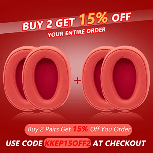 Krone Kalpasmos Replacement Earpads for Sony WH-H900N h.Ear on 2 & Sony MDR-100ABN Headphones, Sony Headphone Cushions Compatible with Sony 900N, Sony WH H900N earpads with Soft Foam Leather(Red) - color: Red