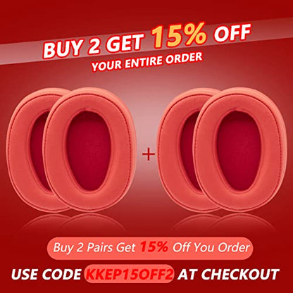 Krone Kalpasmos Replacement Earpads for Sony WH-H900N h.Ear on 2 & Sony MDR-100ABN Headphones, Sony Headphone Cushions Compatible with Sony 900N, Sony WH H900N earpads with Soft Foam Leather(Red) - color: Red