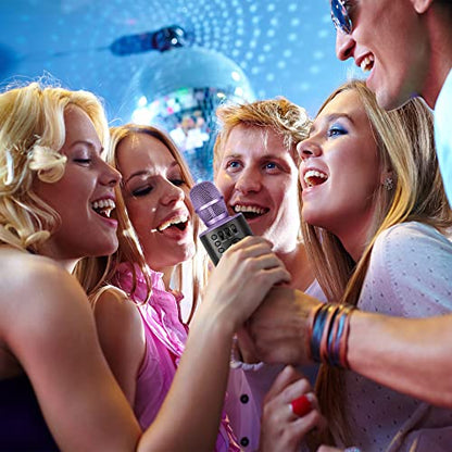 Wireless Bluetooth Karaoke Microphone with Built-in Speakers + HD Recording, Portable Handheld Mic | Lilac - style: Lilac