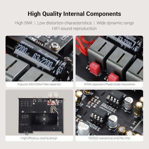 AIYIMA A80 Bluetooth Stereo DAC Amplifier TPA3255,PFFB & Digital VU Meter | USB Coax Opt & TRS Balanced Input,Pre-Out,12V Trigger,Tone &Remote,Hi-Res ESS9038Q2M Integrated Amp for 2.0/2.1 Home Theater