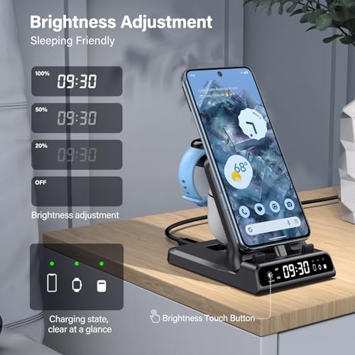 3 in 1 Charging Station for Google Pixel Watch 3/2, 25W Super Fast Wired USB C Charger Stand for Google Pixel 10/10 Pro/10 Pro XL/9/8/7, Pixel Buds Pro 2/2a, SwanScout 701G2, (Not for Pixel Watch 4/1)
