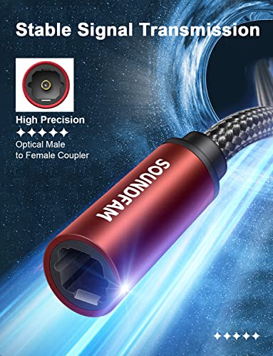 Optical Extension Cable 6 Foot, TOSLINK Male to Female Cable for Home Theater Soundbar TV - Red - size: 6.6 ft, style: Optical Cable Extension