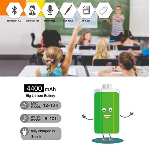 Wireless Voice Amplifier Waterproof Bluetooth Speaker with Microphone M800 | 18W Portable PA System with Waist Clip, Rechargeable Megaphone Microphone and Speaker for Teachers, Tour Guide, Presentation