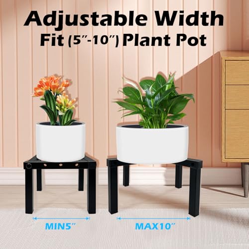 4 Pcs Four Legs Adjustable Metal Plant Stand for 5"-10" Plant Pot – Indoor & Outdoor (Black, 4 Pack) - color: Mini 4Pcs Black 5-10", style: 3 - Mini