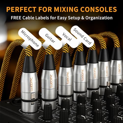 3ft XLR Cables 2 Pack, Balanced Male to Female Audio Cords, Nylon Braided Microphone Cable, Shield for Studio Podcast DJ - size: 3 Feet, style: 2 Pack