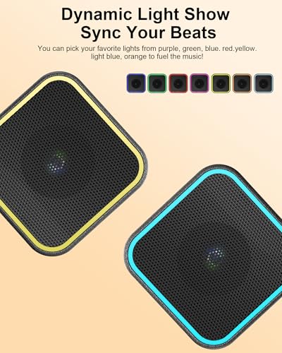 Portable Bluetooth Speaker, Wireless Speaker with Lights, Built-in Mic Bluetooth 5.3, Portable Wireless Up to 10H Playtime, 8W Powerful Crystal Punchy Bass, for Home/Outdoor/Party/Beach, Brown