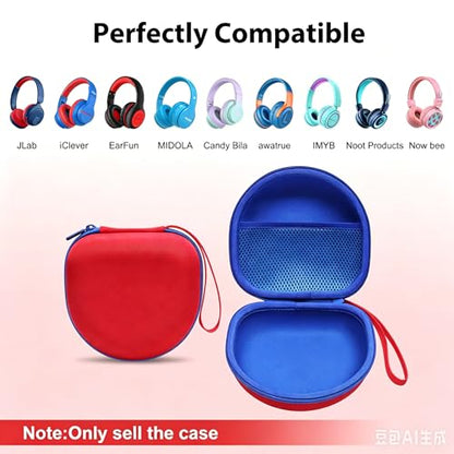 Kids Headphones Case for Spiderman/iClever Etc Headphone,Red+Blue,Case Only | Compatible with eKids Spiderman/iClever BTH12 HS19 BTH20 BTH22 BTH26/Candy Bila/Acer/MIDOLA/JoySpark/ADOOPE Etc Kid Headphone - color: Red+Blue