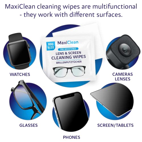 Glasses Wipes Lens Cleaner - Lens Wipes for Eyeglasses - 600 Pre-moistened Individually Wrapped Wipes for Eye Glasses, Electronics, Phone, Computer, Laptop Screen - Camera Lens Cleaner - Made in EU - size: 600 Count (Pack of 1)