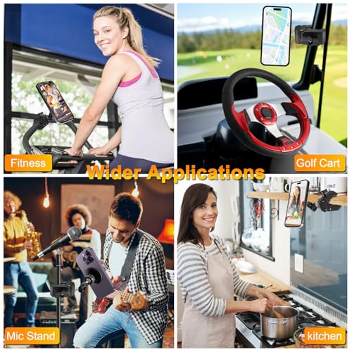 for MagSafe Clamp Mount Phone Holder Handlebar, 360° Swivel Magnetic Mic Stand Phone Holder Microphone Stand Phone Mount Clip for iPhone 16 15 14 MAX Pro Samsung Galaxy Any Smartphones - style: Magnetic