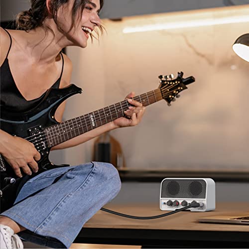 LEKATO Mini Guitar Amp Rechargeable Electric Guitar Amplifer 5W, Clean/Overdrive Channels,Portable Small Amp for Guitarist Practice,White - color: White