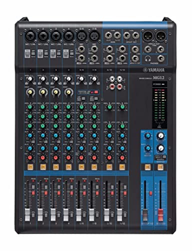 Yamaha MG12 12-Input 4-Bus Mixer | 12-input mixer with D-PRE preamps and 1-knob compressors for performances, recordings and lectures - size: 12-Input, style: Standard Mixer