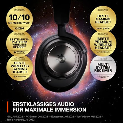 SteelSeries Arctis Nova Pro Wireless Multi-System Gaming Headset — Neodymium Magnetic Drivers — Active Noise Cancellation — 2 Battery System — ClearCast Gen 2 Mic — PC, PS5, PS4, Switch, Mobile - color: Black, style: PC