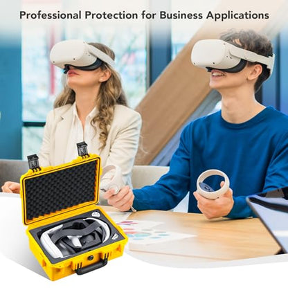 Lykus Titan OQ200 Waterproof Hard Case for Quest 3S/3 and Elite Head Strap | CASE ONLY,Fits Stock and Official Elite Head Strap,IP67 Waterproof,Shockproof,CNC Cut Premium Foam - color: Yellow